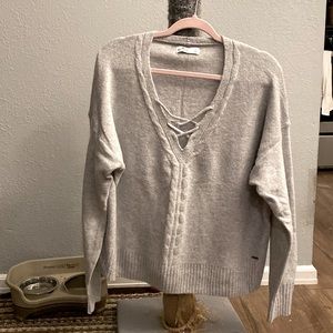 Light gray Hollister, large women’s V-neck sweater